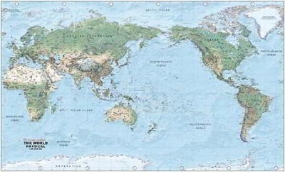 World Physical Large Pacific Centred