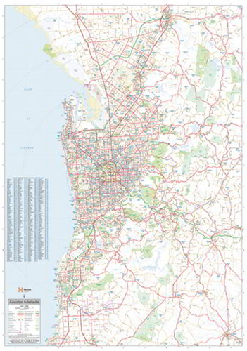 100X140CM WALL CHART SA SUPER MAP OF GREATER ADELAIDE GIANT POSTER LAMINATED 